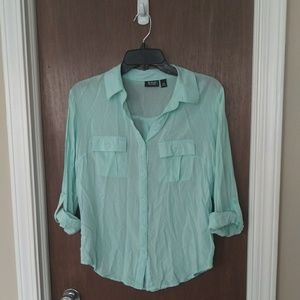 a.n.a. Sheer Mint Button Down